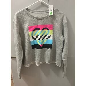 Girls justice sport crew sweatshirt size 14/16 new grey logo
